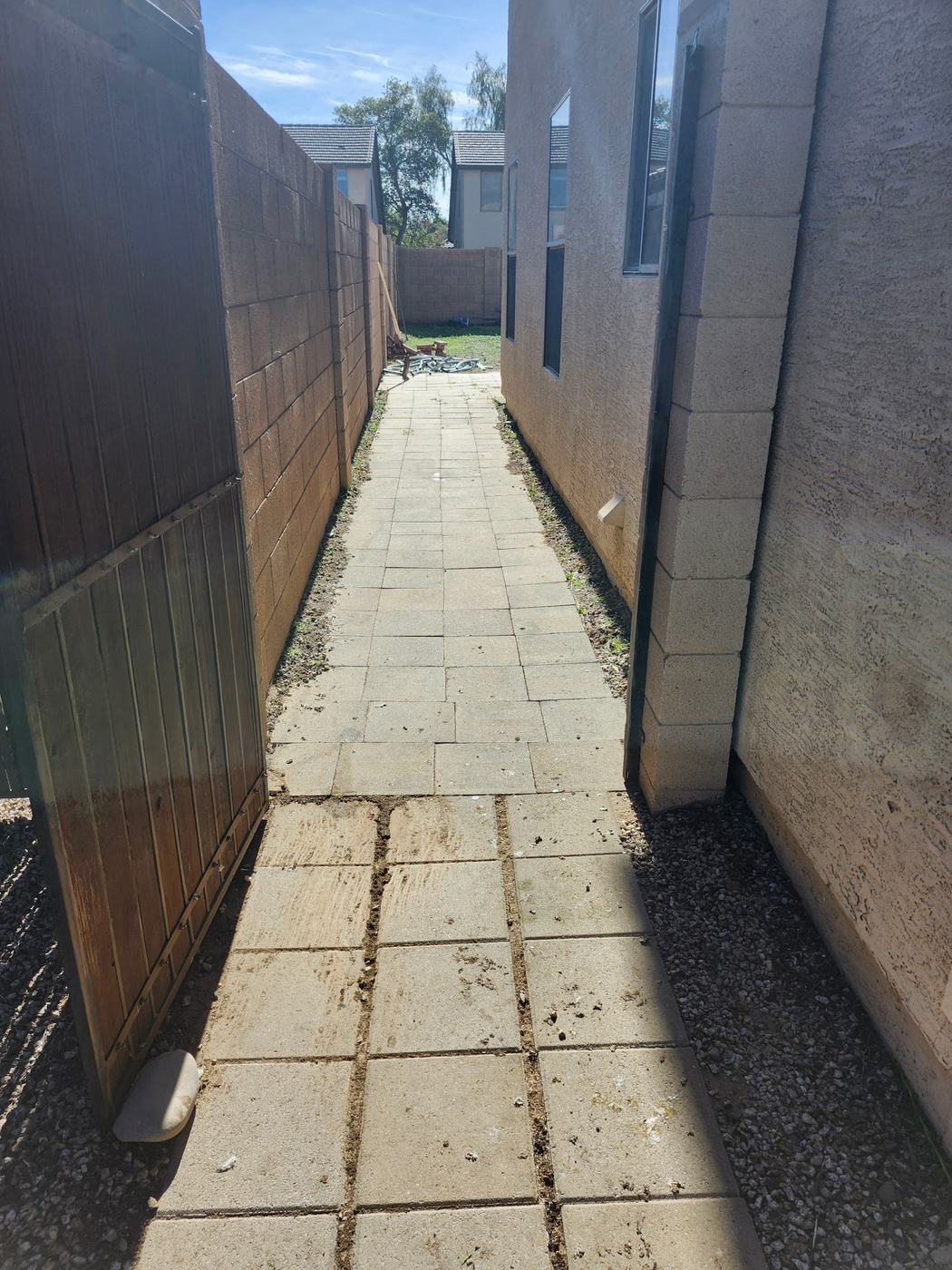 Paver Side Yard Cleanup after service